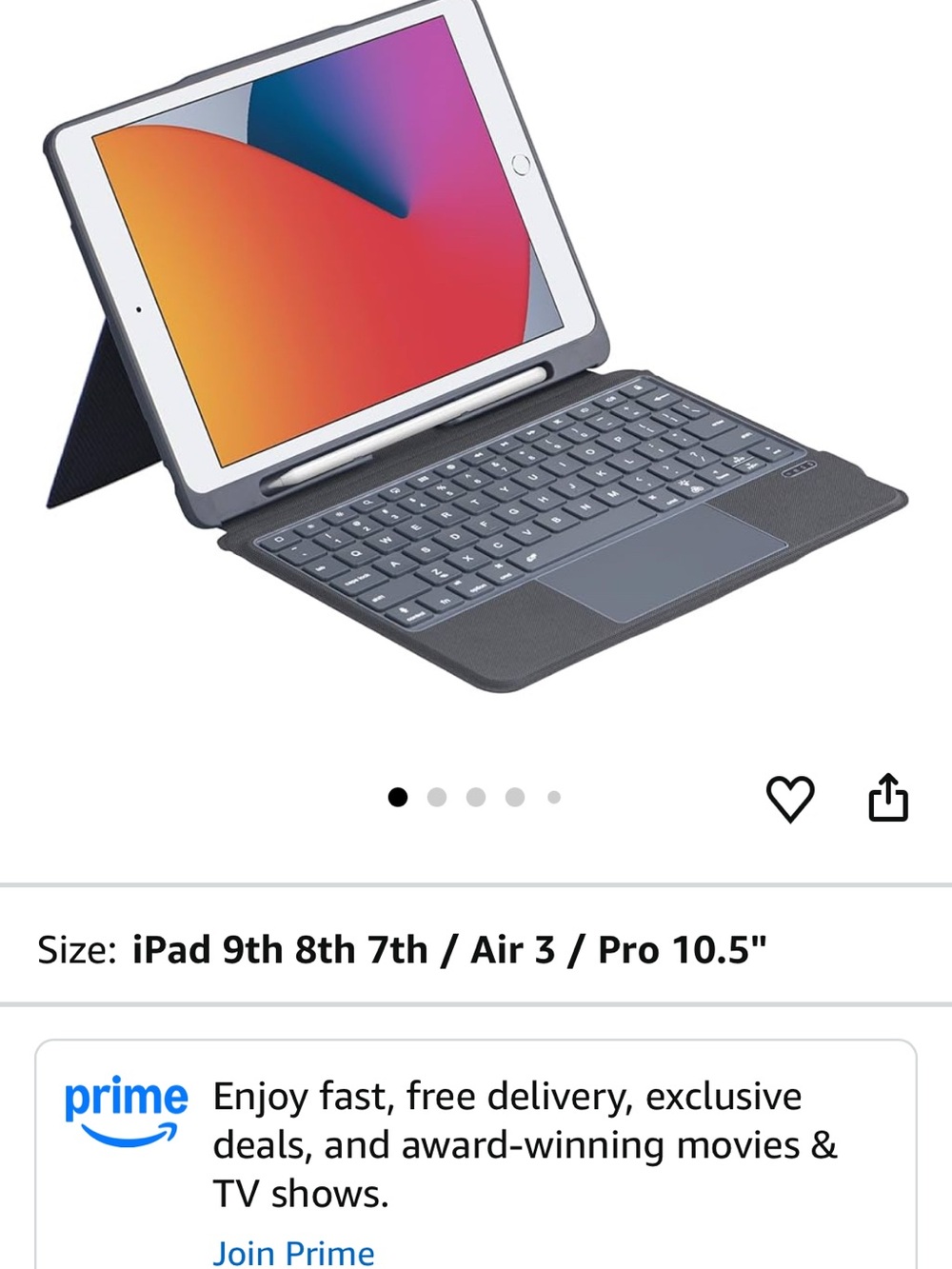 Wireless iPad Keyboard Case Black Grey 10.2/10.5 Inch
